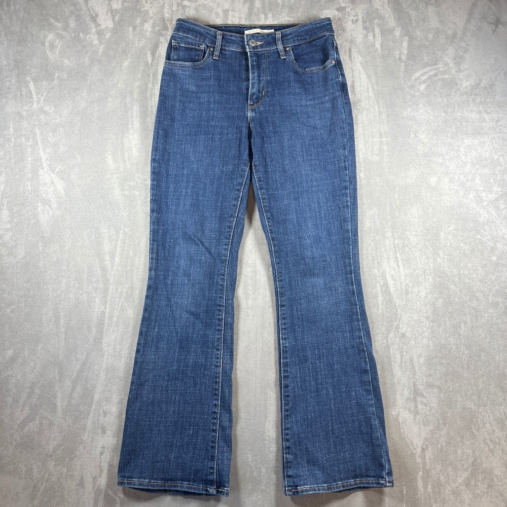 Levis 725 High Rise Bootcut Jeans Womens 28 Dark Wash Blue Denim